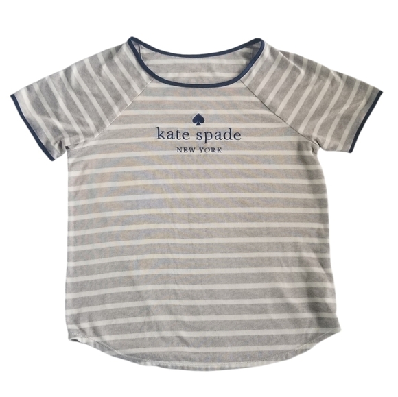 Kate Spade Pajamas Top Grey White Stripe Pajama Top Shirt Size Small - Picture 2 of 5